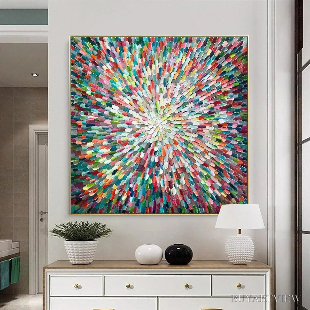 ARTOVITAS Radiant Bloom – Colorful Abstract Impasto Oil Painting - image 2