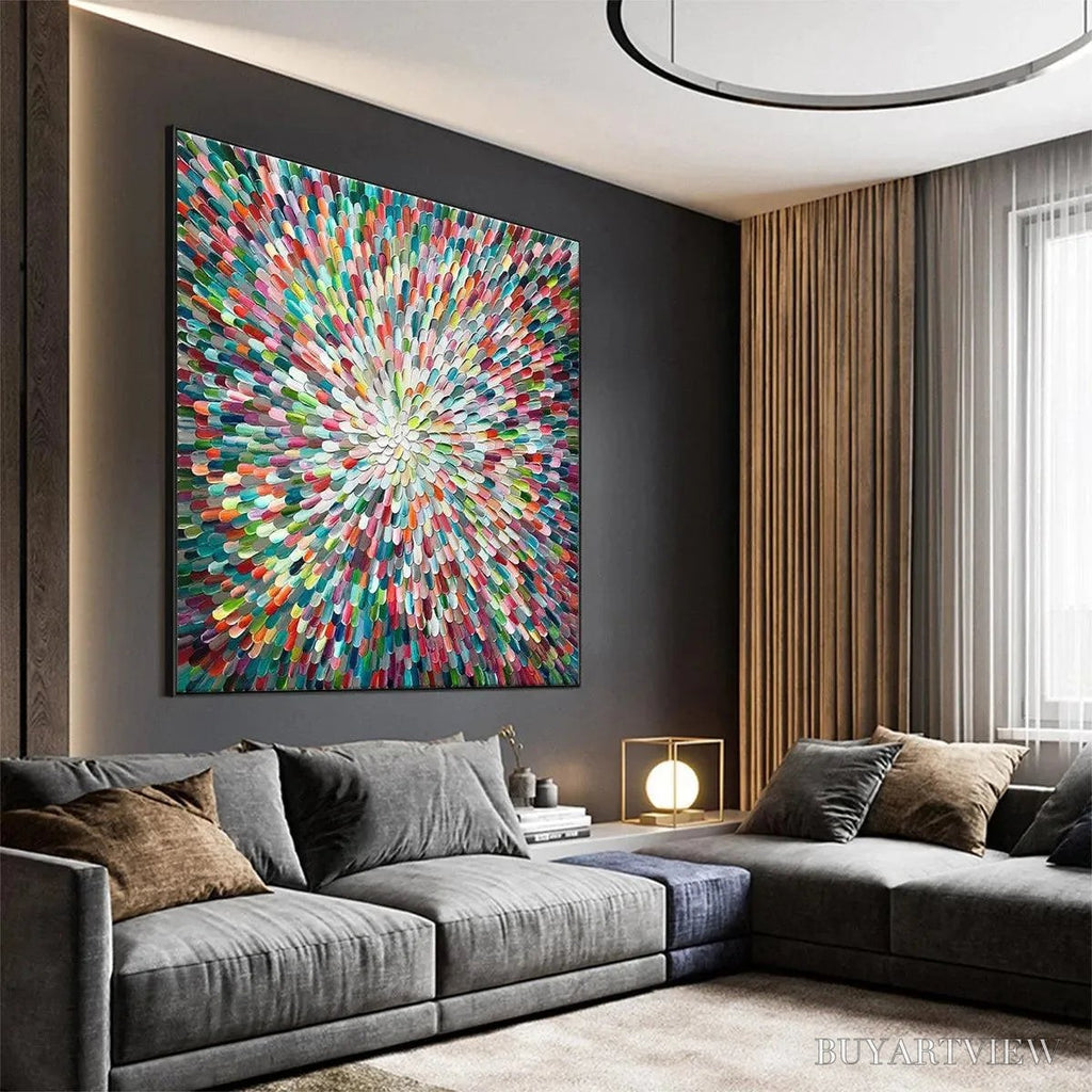 ARTOVITAS Radiant Bloom – Colorful Abstract Impasto Oil Painting - image 4