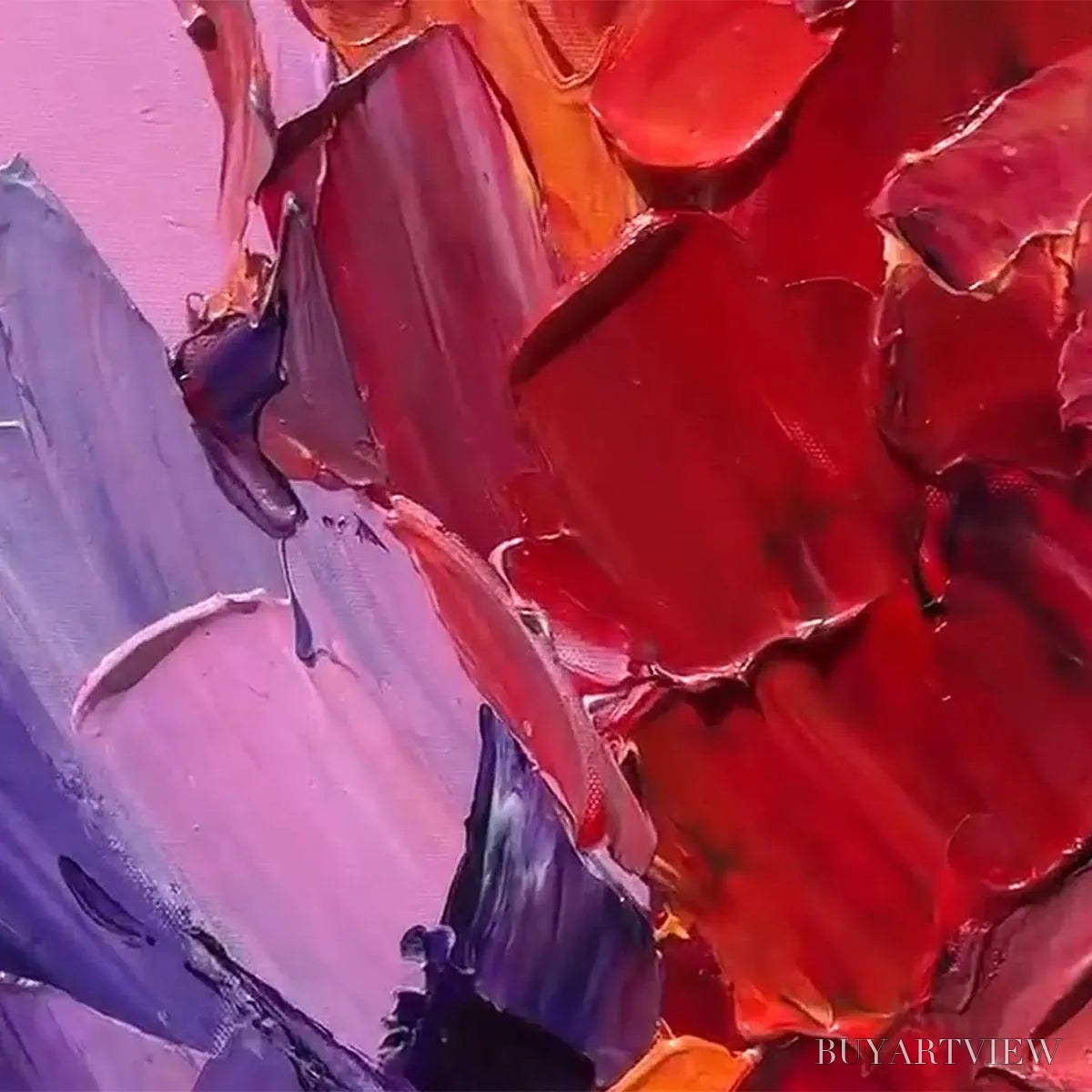 ARTOVITAS Colorful Whirl – Textured Abstract Painting, Impasto , Square Canvas, Modern Decor - image 3