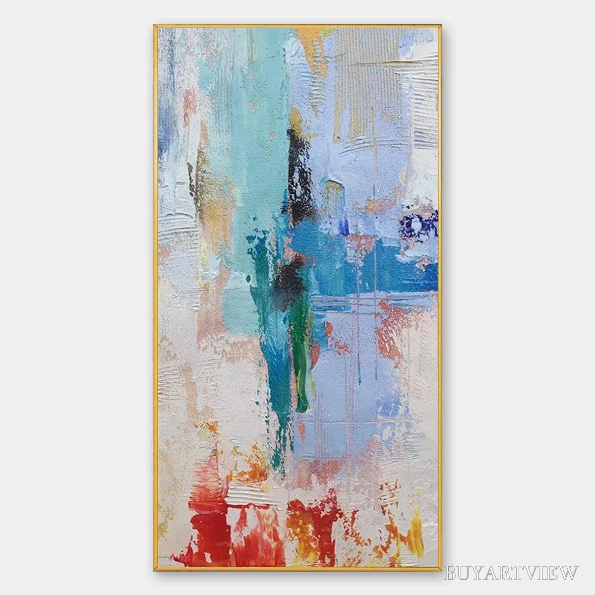 ARTOVITAS Abstract Symphony – Textured Painting, Colorful , Modern Abstract, Vertical Canvas - image 1