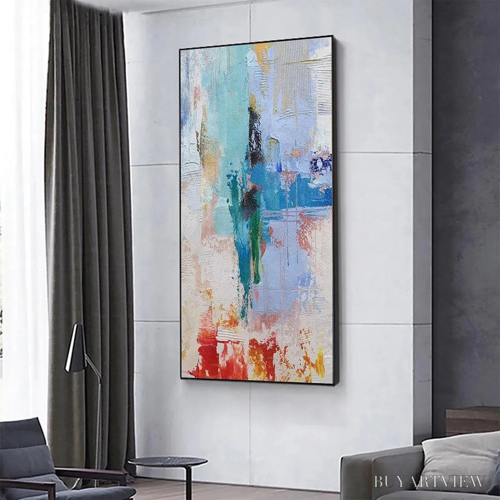 ARTOVITAS Abstract Symphony – Textured Painting, Colorful , Modern Abstract, Vertical Canvas - image 4