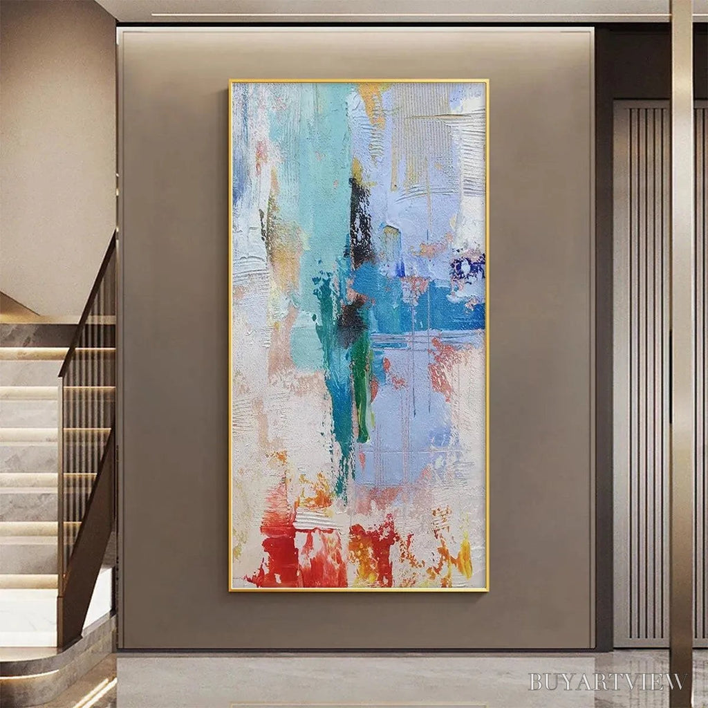 ARTOVITAS Abstract Symphony – Textured Painting, Colorful , Modern Abstract, Vertical Canvas - image 5
