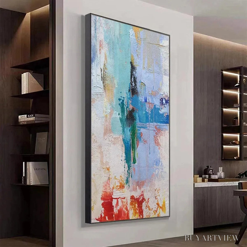 ARTOVITAS Abstract Symphony – Textured Painting, Colorful , Modern Abstract, Vertical Canvas - image 6