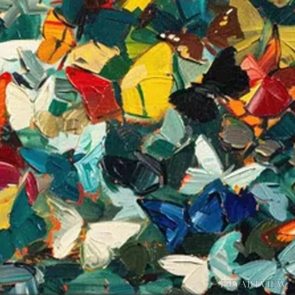 ARTOVITAS Butterfly Whirlwind Panoramic – Butterfly Painting, Panoramic , Colorful Impasto Decor - image 3