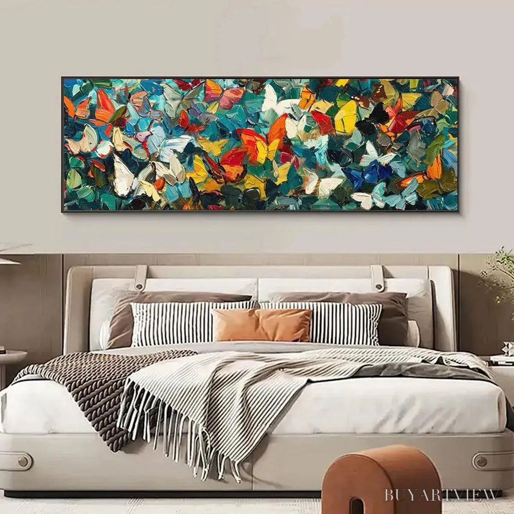 ARTOVITAS Butterfly Whirlwind Panoramic – Butterfly Painting, Panoramic , Colorful Impasto Decor - image 4