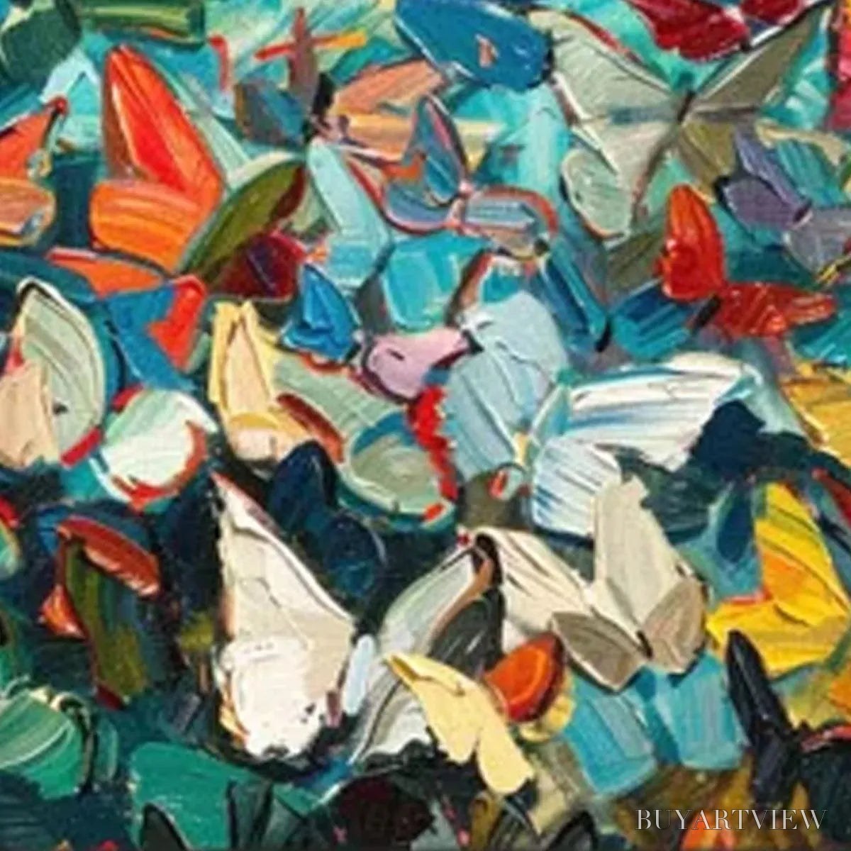 ARTOVITAS Butterfly Whirlwind Panoramic – Butterfly Painting, Panoramic , Colorful Impasto Decor - image 6