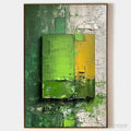 ARTOVITAS Green and Yellow Textured Blocks – Impasto Abstract Painting, Vertical - image 1