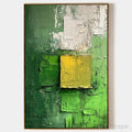 ARTOVITAS Textured Green and Yellow – Textured Abstract Painting, Vertical - image 1