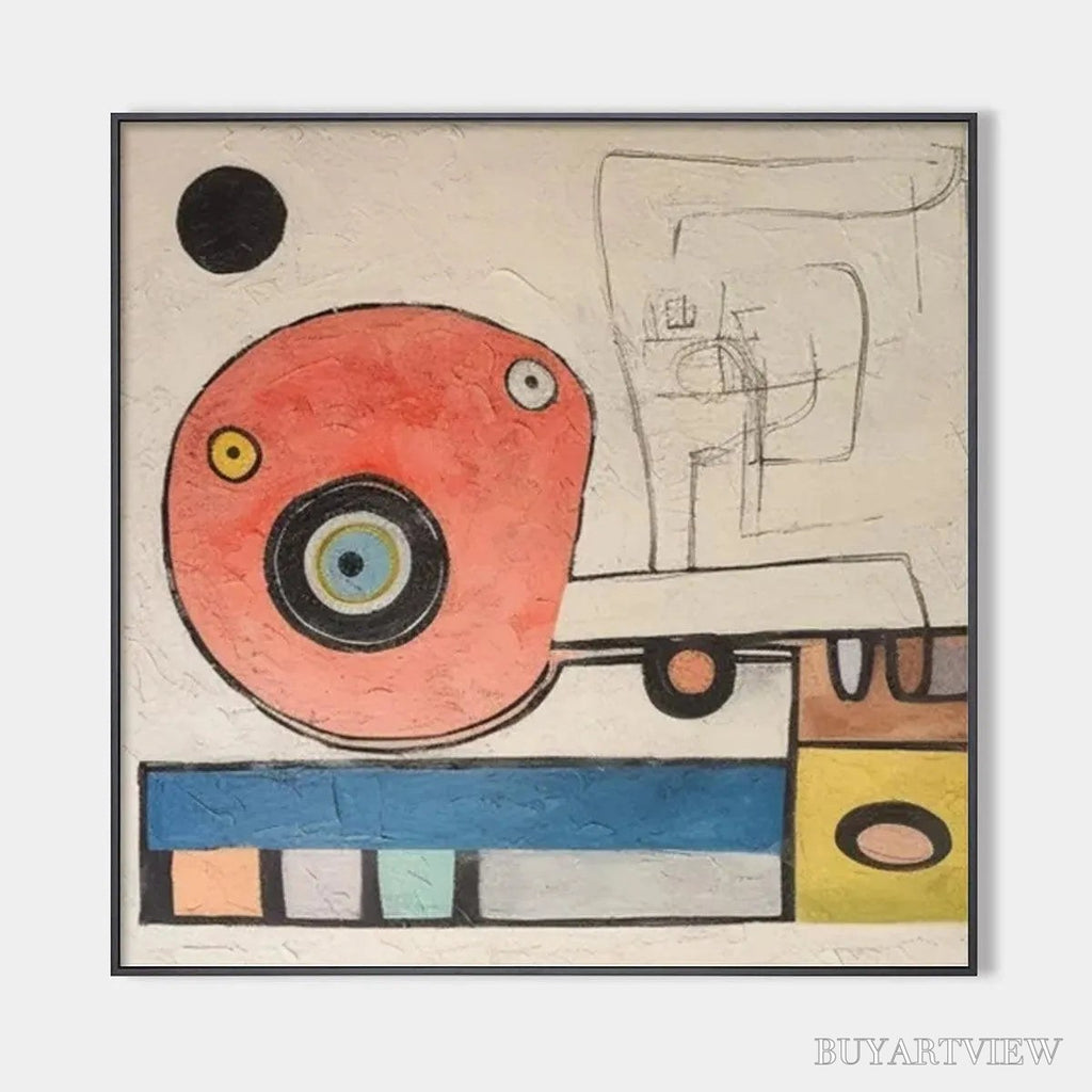 ARTOVITAS Playful Truck – Whimsical Abstract Painting, Square - image 1
