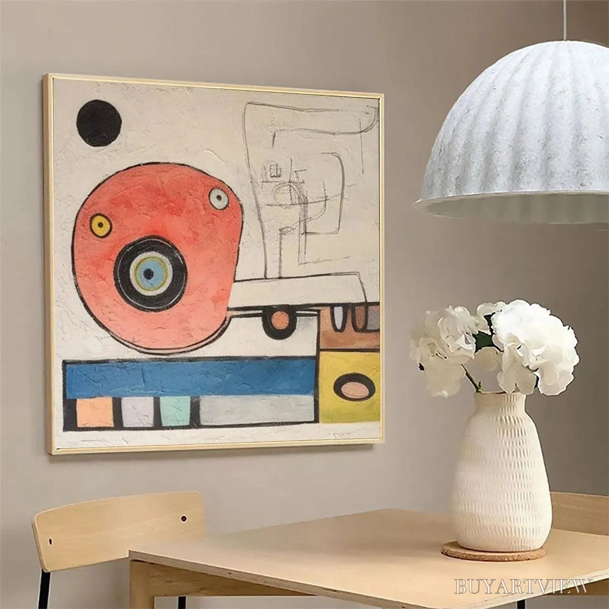 ARTOVITAS Playful Truck – Whimsical Abstract Painting, Square - image 2