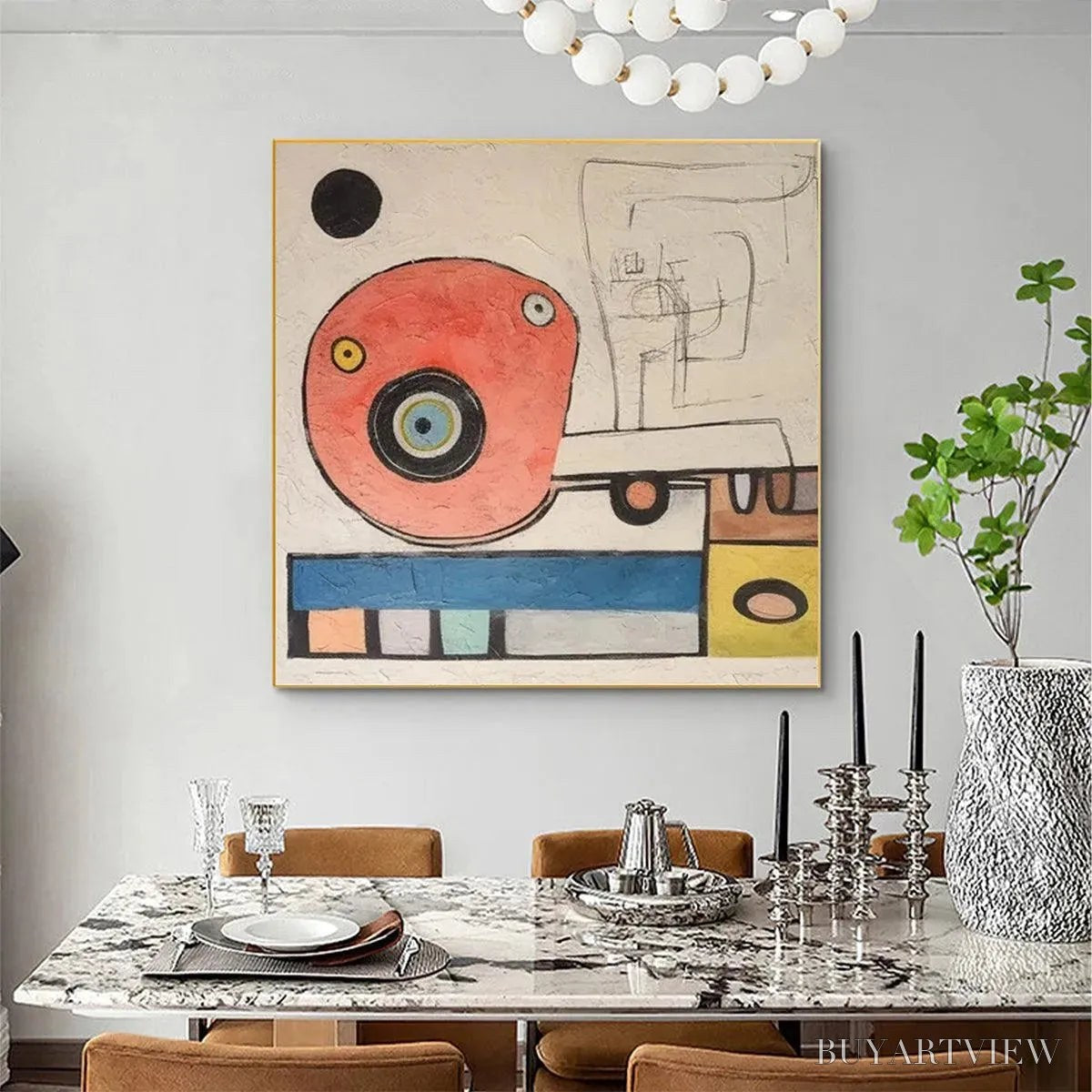ARTOVITAS Playful Truck – Whimsical Abstract Painting, Square - image 4