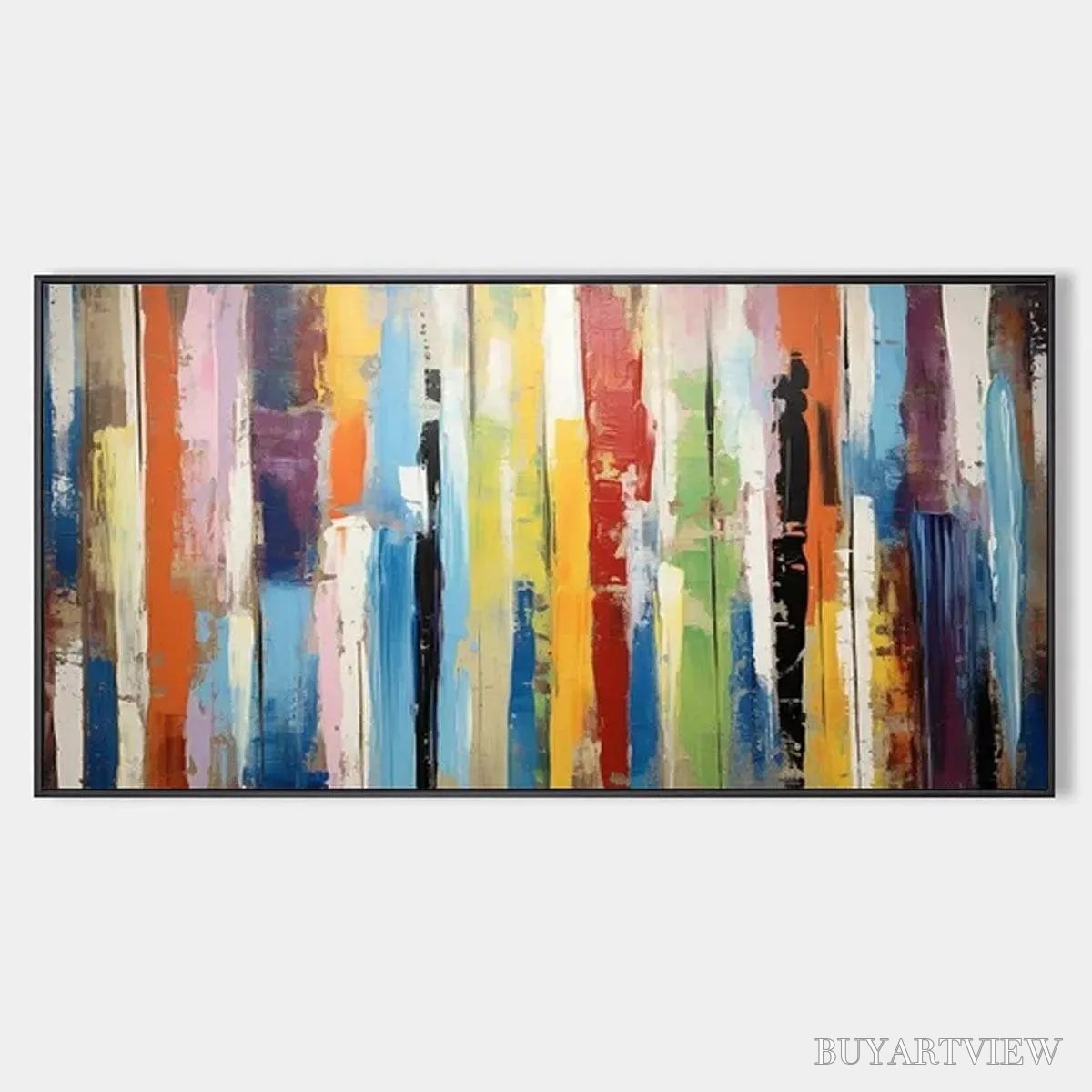 ARTOVITAS Color Harmony – Abstract Painting with Colorful Vertical Stripes - image 1