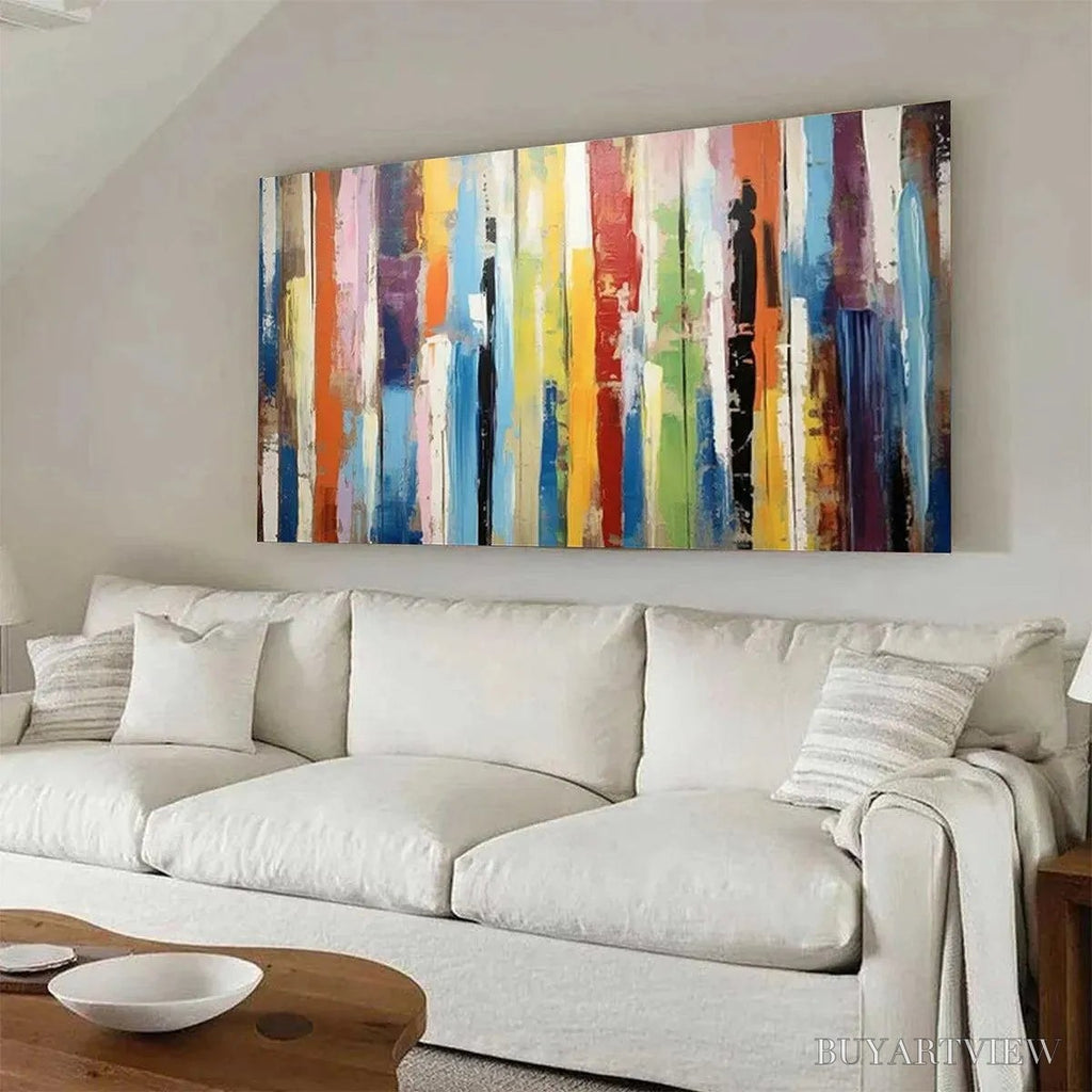 ARTOVITAS Color Harmony – Abstract Painting with Colorful Vertical Stripes - image 2