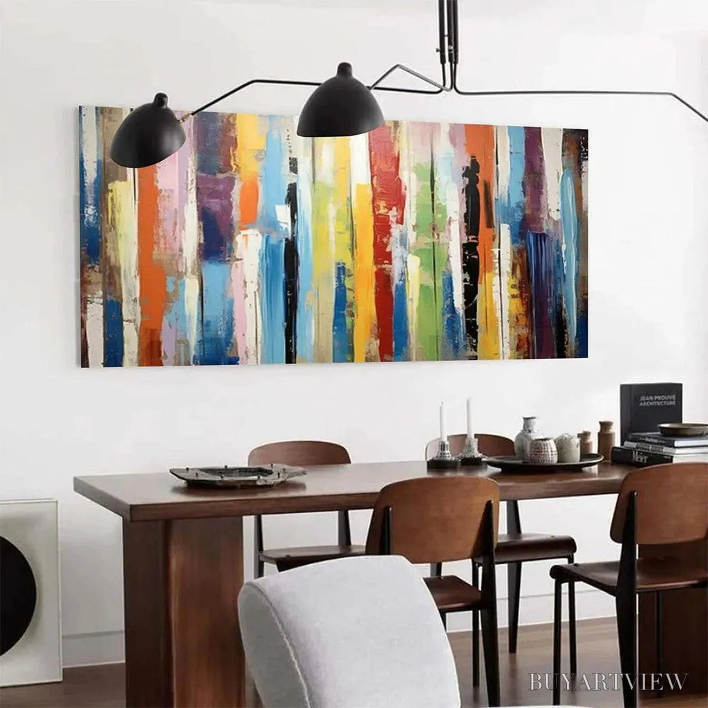 ARTOVITAS Color Harmony – Abstract Painting with Colorful Vertical Stripes - image 5
