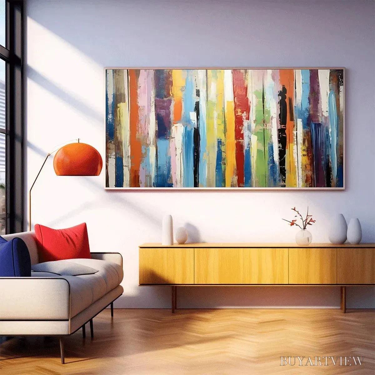 ARTOVITAS Color Harmony – Abstract Painting with Colorful Vertical Stripes - image 6