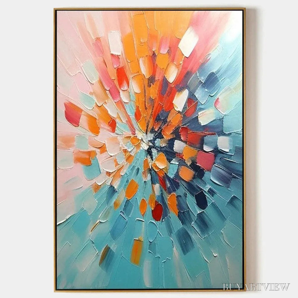 ARTOVITAS Radiant Burst – Textured Abstract Impasto Painting, Vertical - image 1