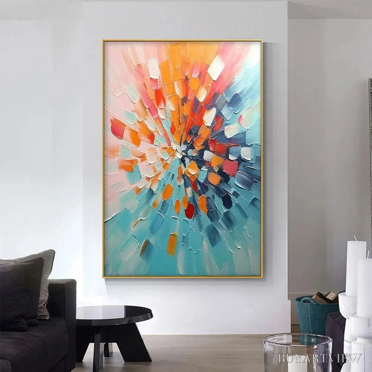 ARTOVITAS Radiant Burst – Textured Abstract Impasto Painting, Vertical - image 2