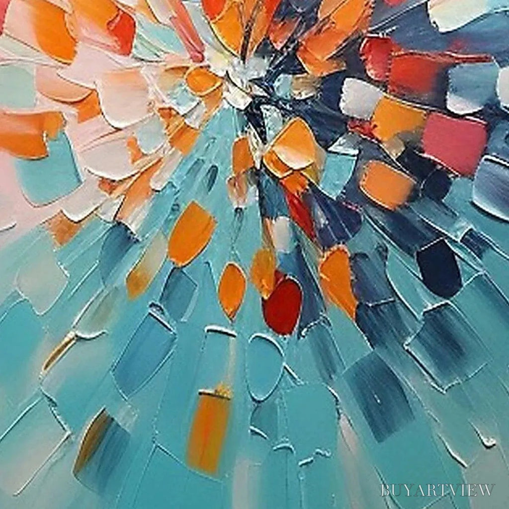 ARTOVITAS Radiant Burst – Textured Abstract Impasto Painting, Vertical - image 3