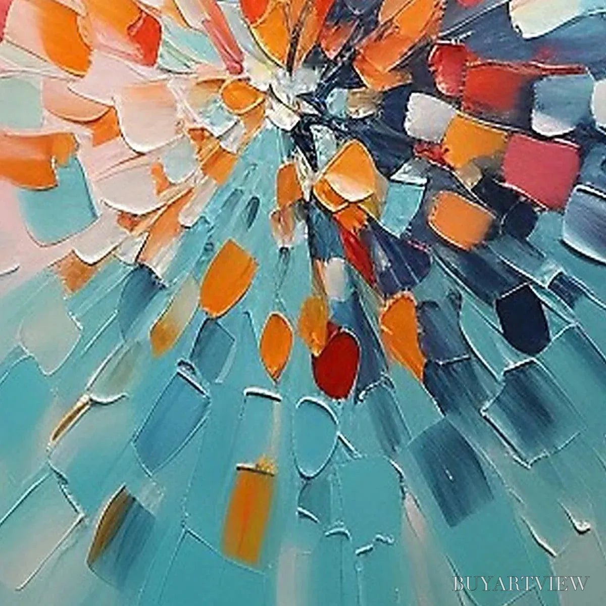ARTOVITAS Radiant Burst – Textured Abstract Impasto Painting, Vertical - image 3
