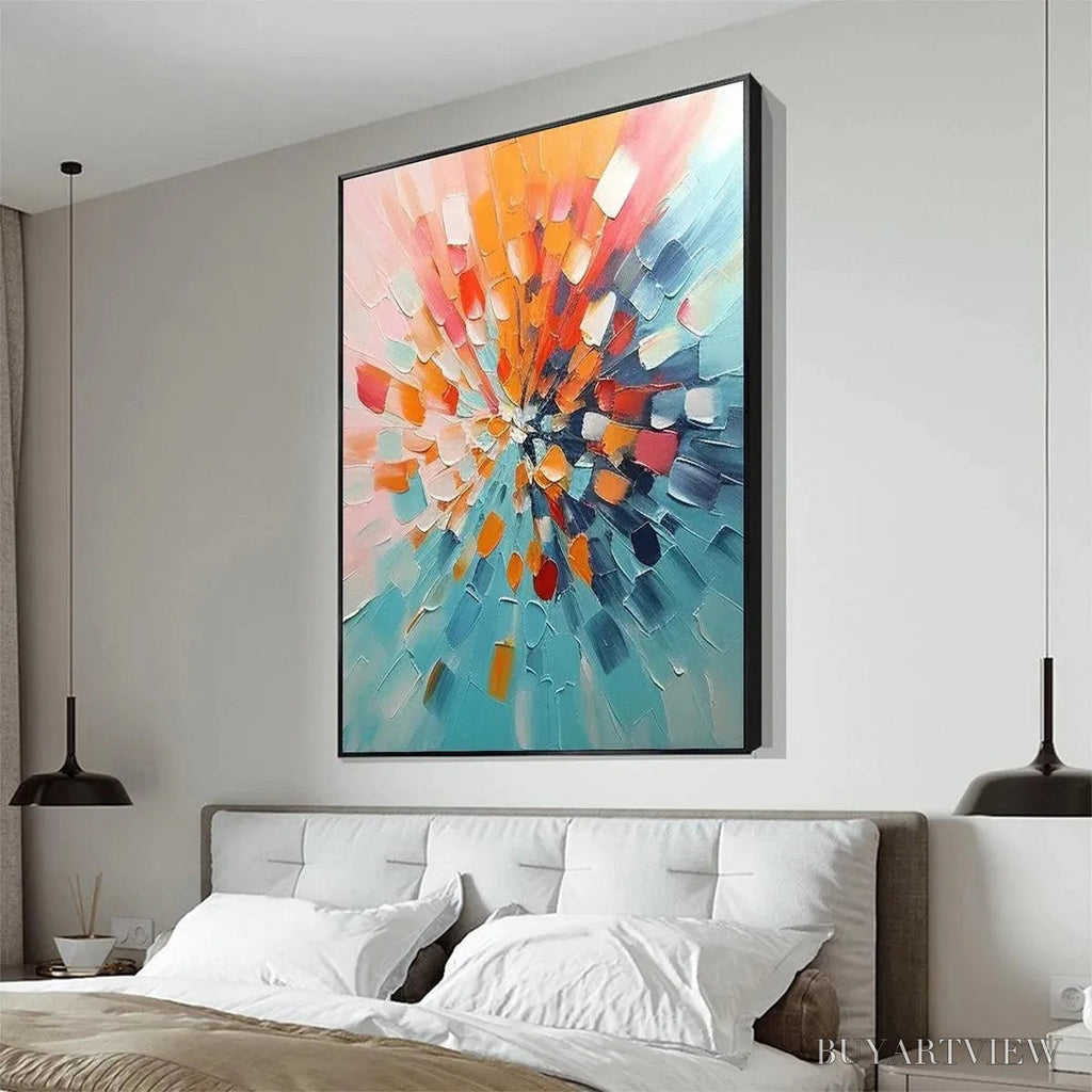 ARTOVITAS Radiant Burst – Textured Abstract Impasto Painting, Vertical - image 4