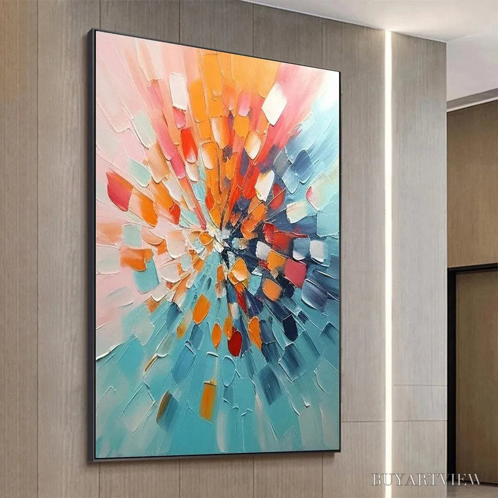 ARTOVITAS Radiant Burst – Textured Abstract Impasto Painting, Vertical - image 6
