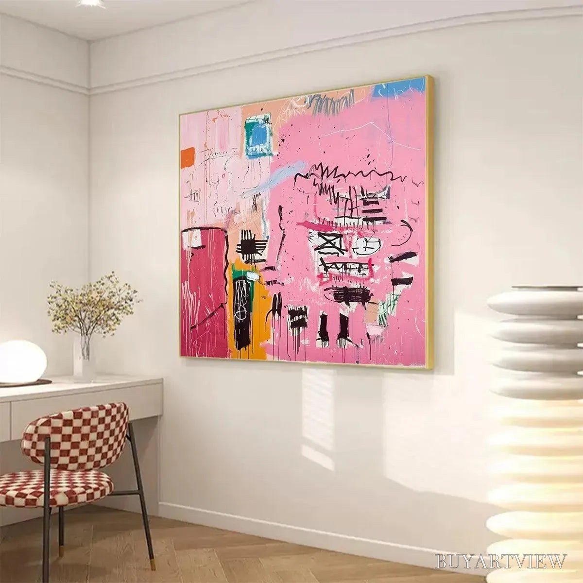 ARTOVITAS Pink Expression – Abstract Expressionist Painting, Pink - image 2
