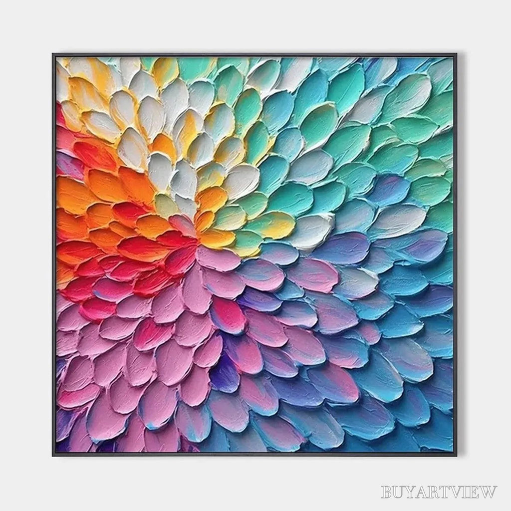 ARTOVITAS Rainbow Burst – Textured Abstract Painting in Rainbow Colors - image 1