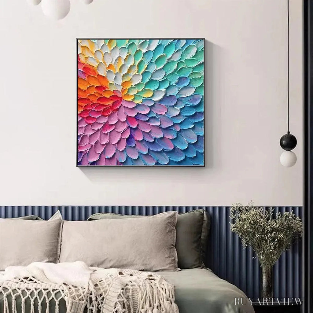ARTOVITAS Rainbow Burst – Textured Abstract Painting in Rainbow Colors - image 2