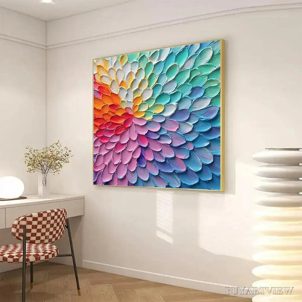 ARTOVITAS Rainbow Burst – Textured Abstract Painting in Rainbow Colors - image 4