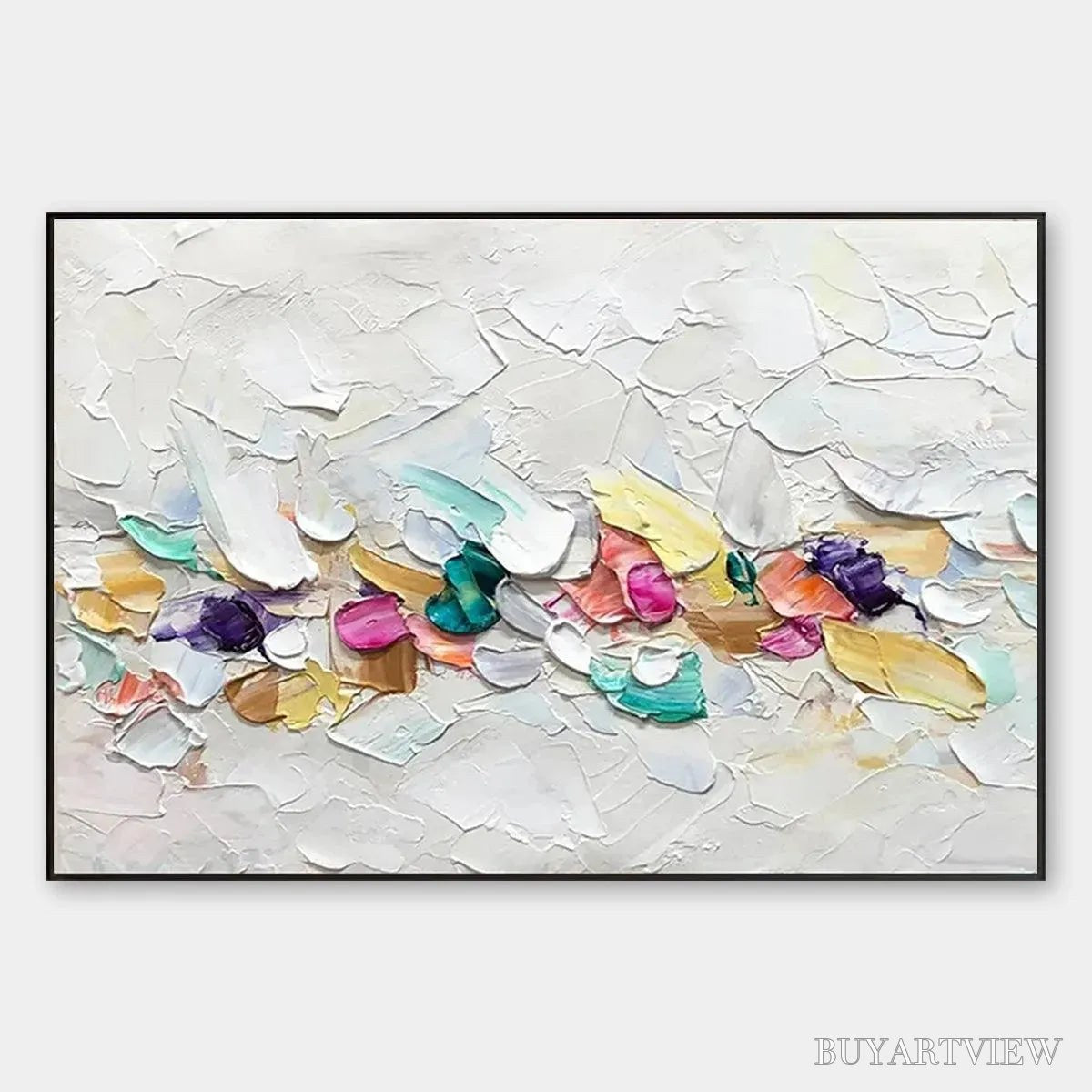 ARTOVITAS Confetti Dream – Textured Abstract Painting in Pastel Rainbow - image 1