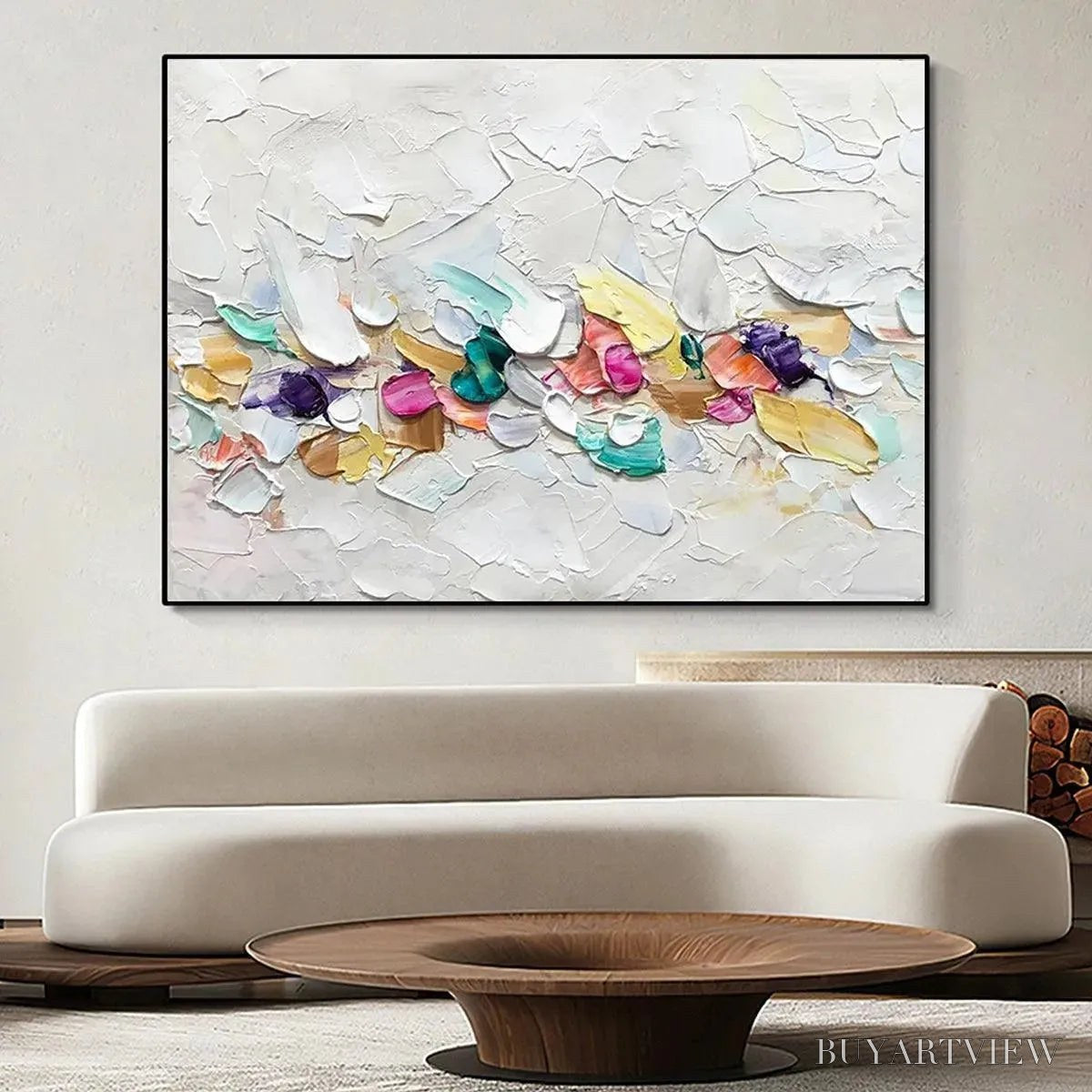 ARTOVITAS Confetti Dream – Textured Abstract Painting in Pastel Rainbow - image 4