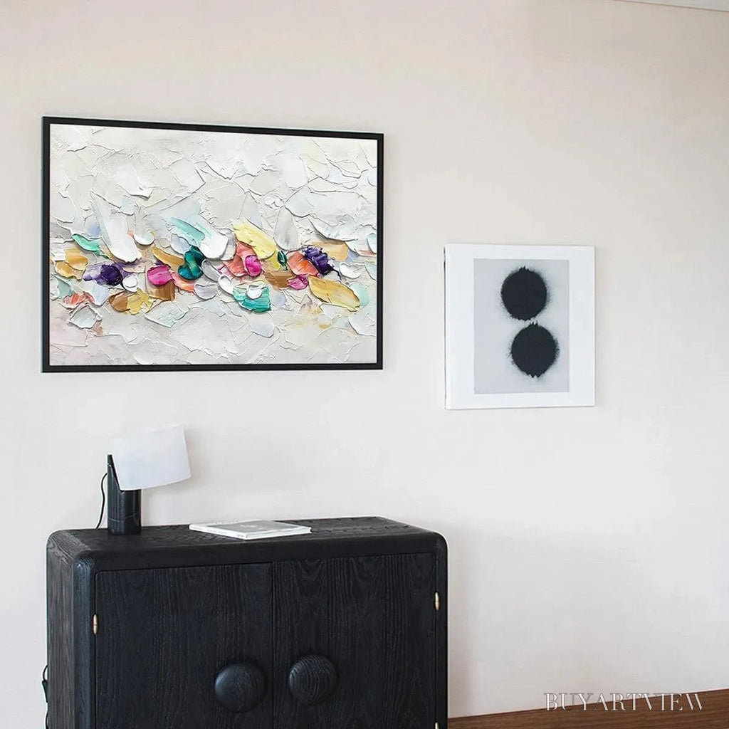 ARTOVITAS Confetti Dream – Textured Abstract Painting in Pastel Rainbow - image 6