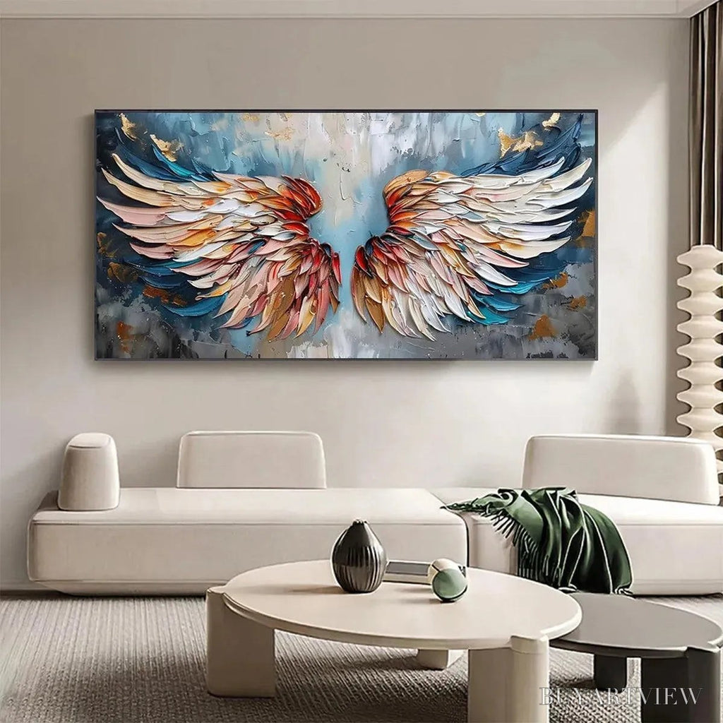 ARTOVITAS Angel Wings – Textured Impasto Angel Wings Painting in Colorful Hues - image 2