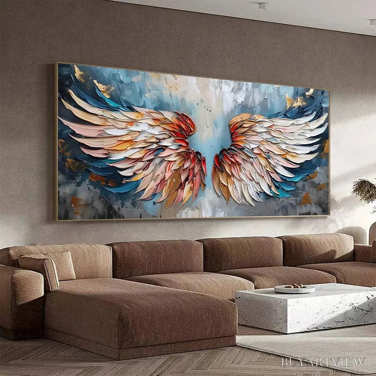 ARTOVITAS Angel Wings – Textured Impasto Angel Wings Painting in Colorful Hues - image 5