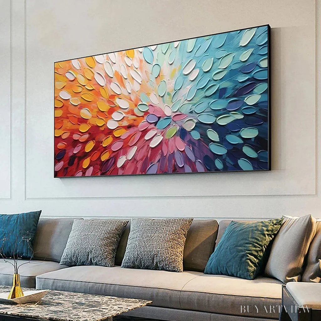 ARTOVITAS Rainbow Burst – Textured Abstract Painting in Rainbow Colors - image 4