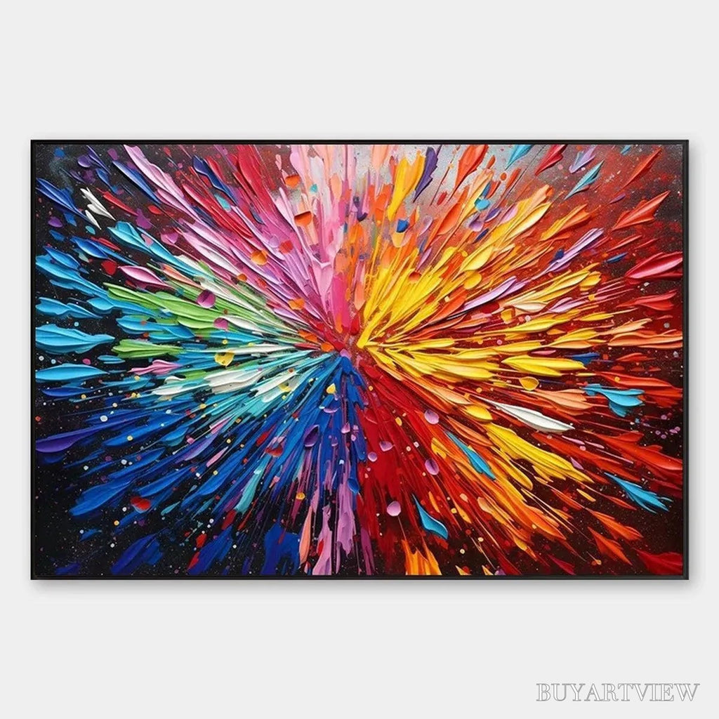ARTOVITAS Color Explosion – Textured Impasto Abstract Painting in Rainbow Colors - image 1