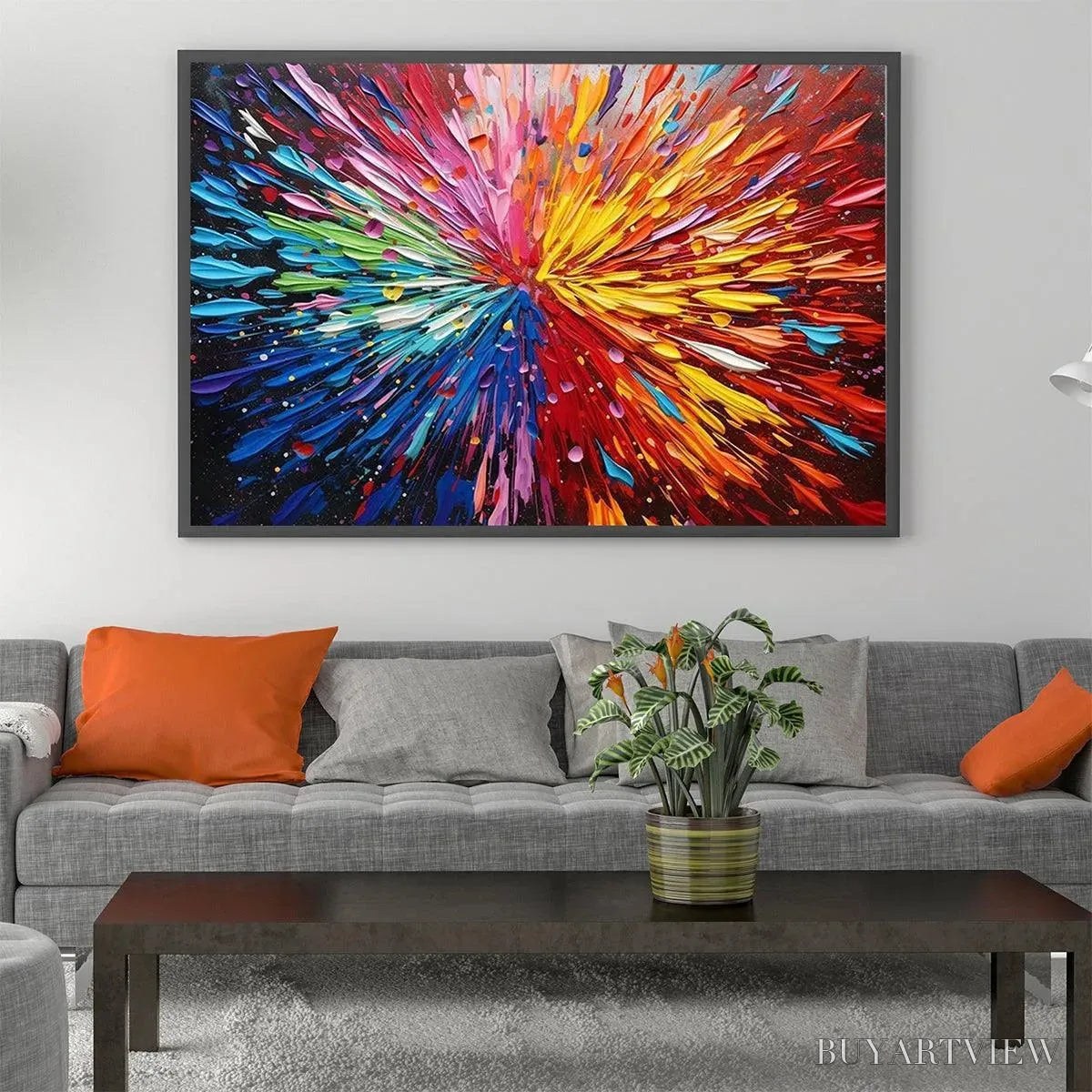 ARTOVITAS Color Explosion – Textured Impasto Abstract Painting in Rainbow Colors - image 2