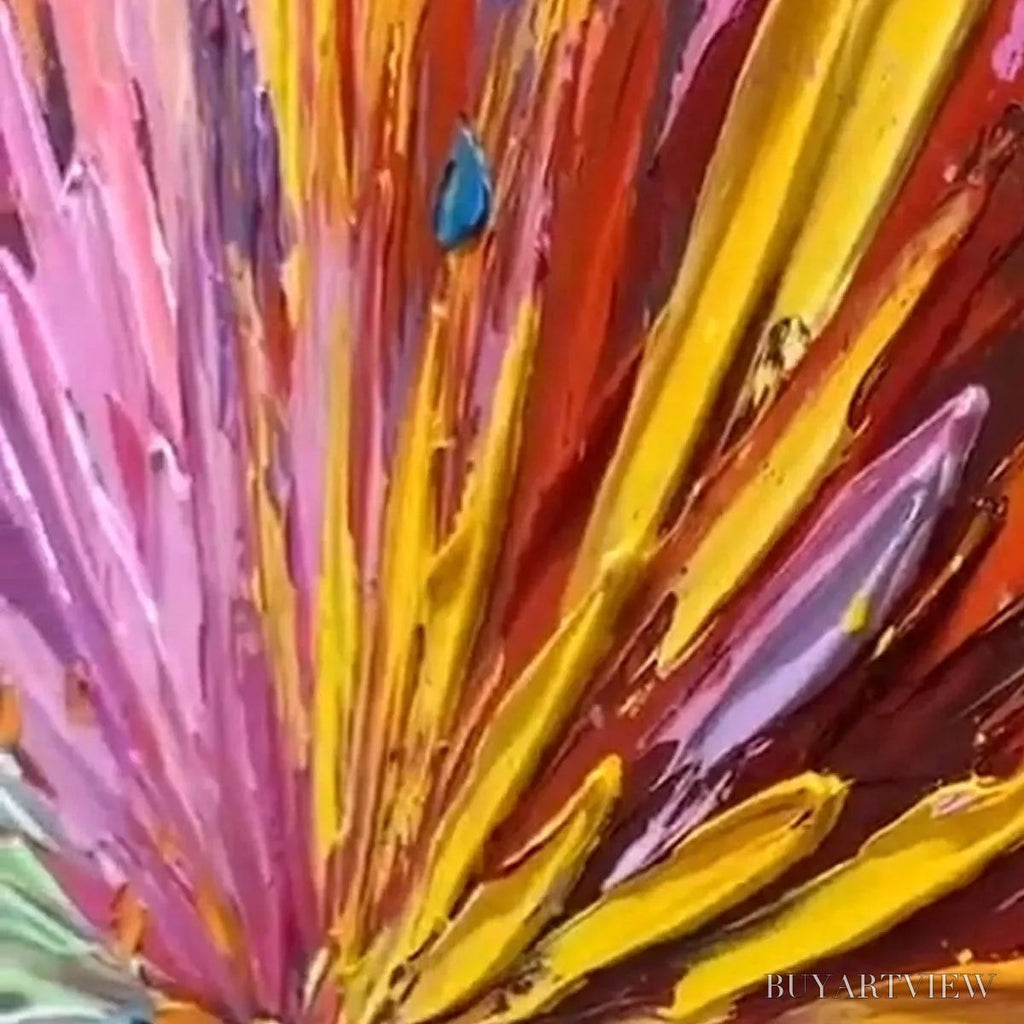 ARTOVITAS Color Explosion – Textured Impasto Abstract Painting in Rainbow Colors - image 3