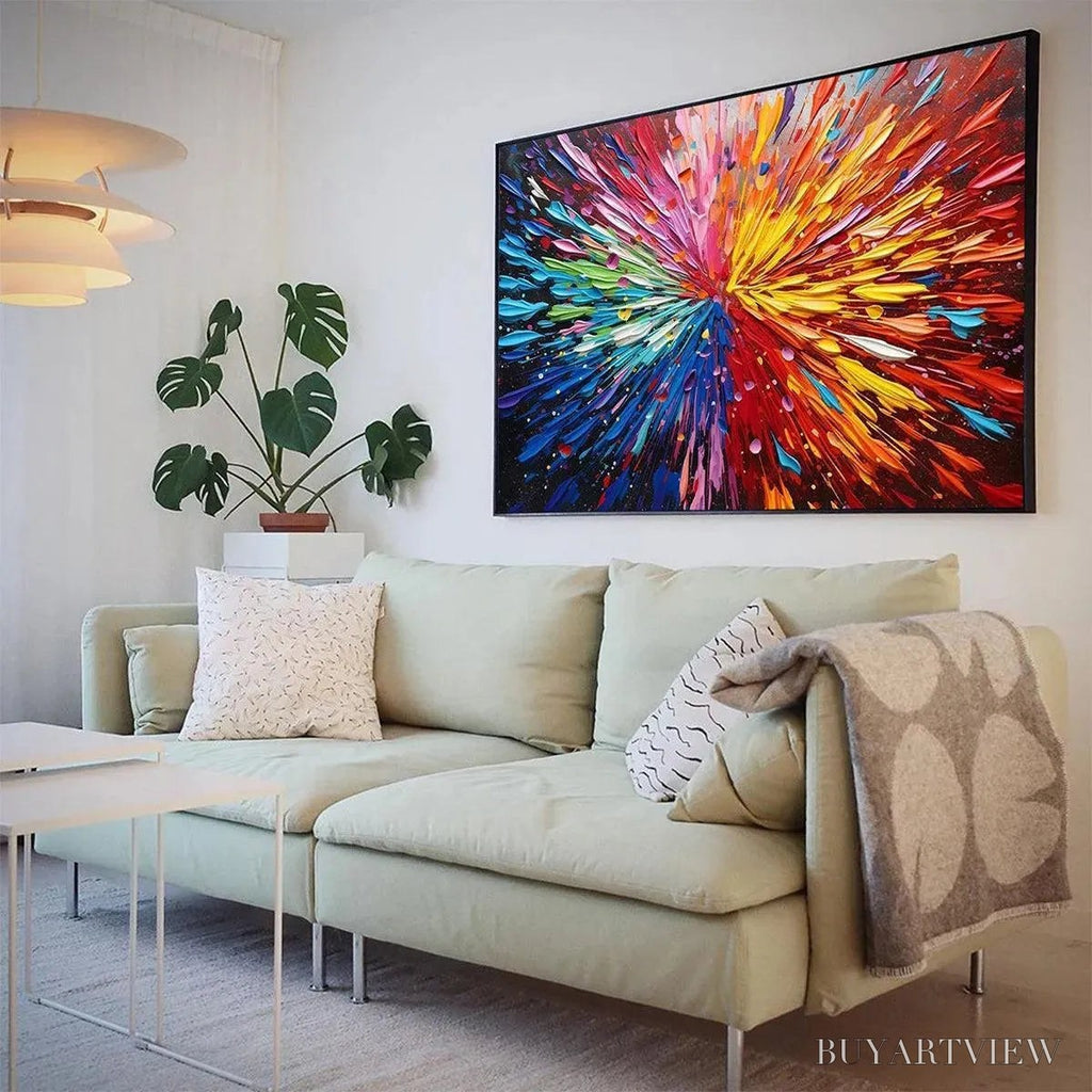 ARTOVITAS Color Explosion – Textured Impasto Abstract Painting in Rainbow Colors - image 4