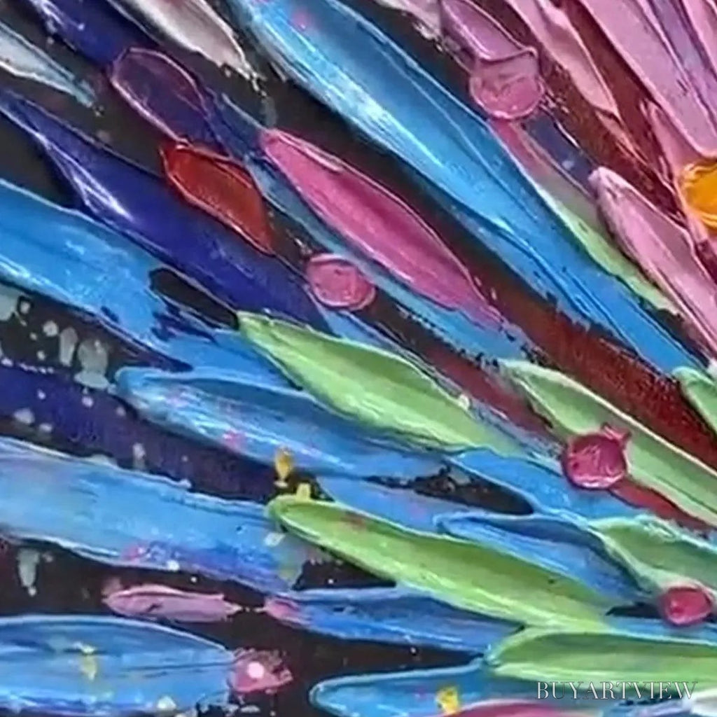 ARTOVITAS Color Explosion – Textured Impasto Abstract Painting in Rainbow Colors - image 5