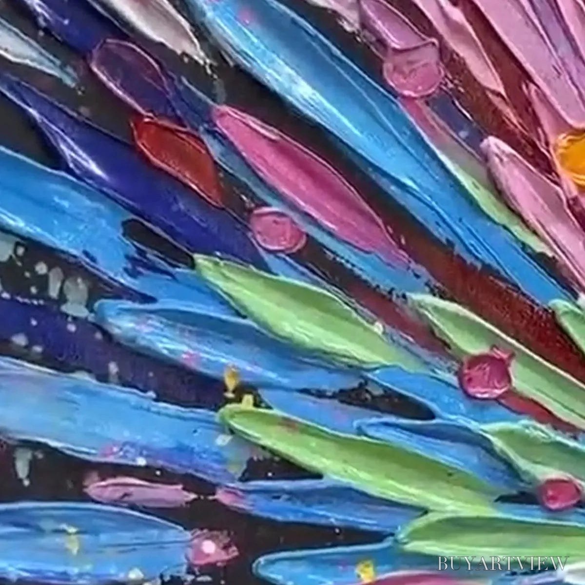 ARTOVITAS Color Explosion – Textured Impasto Abstract Painting in Rainbow Colors - image 5