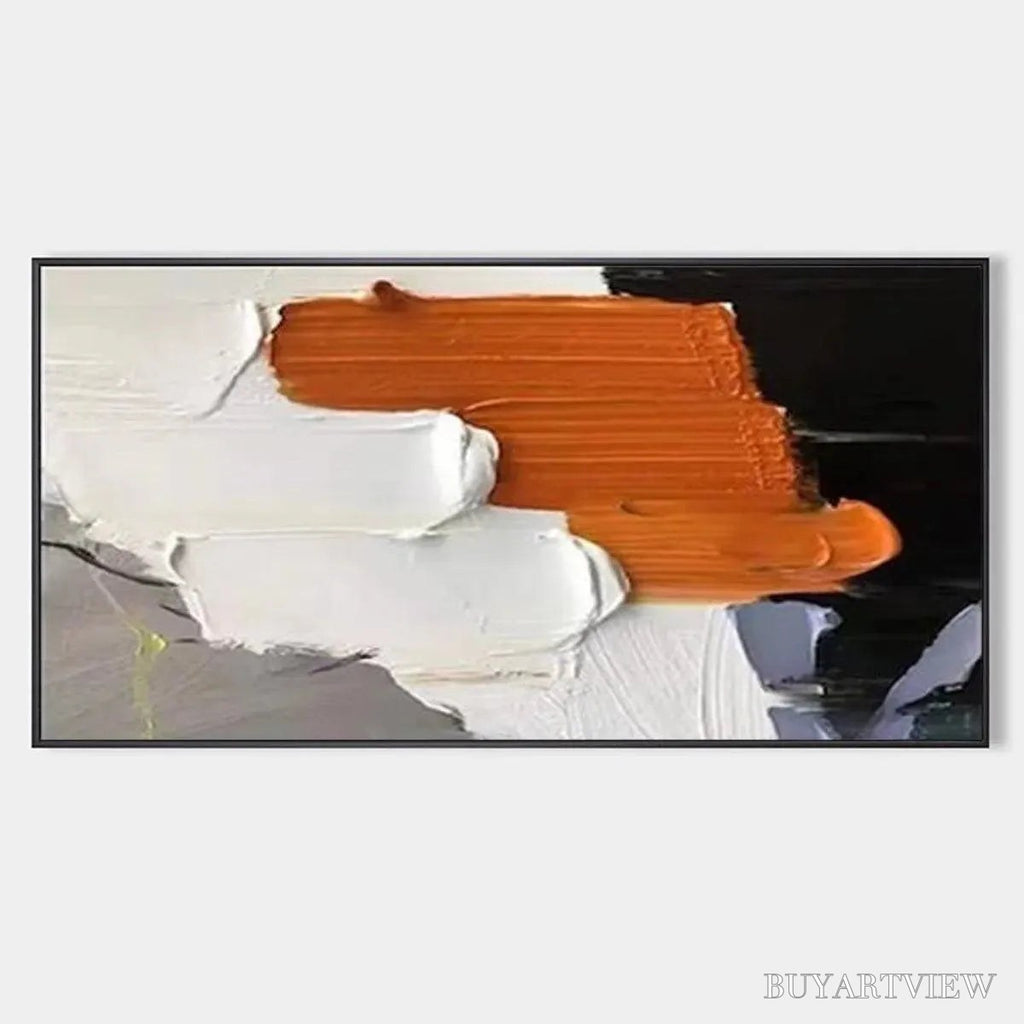 ARTOVITAS Orange Burst – Textured Abstract Painting in Orange, White, and Black - image 1