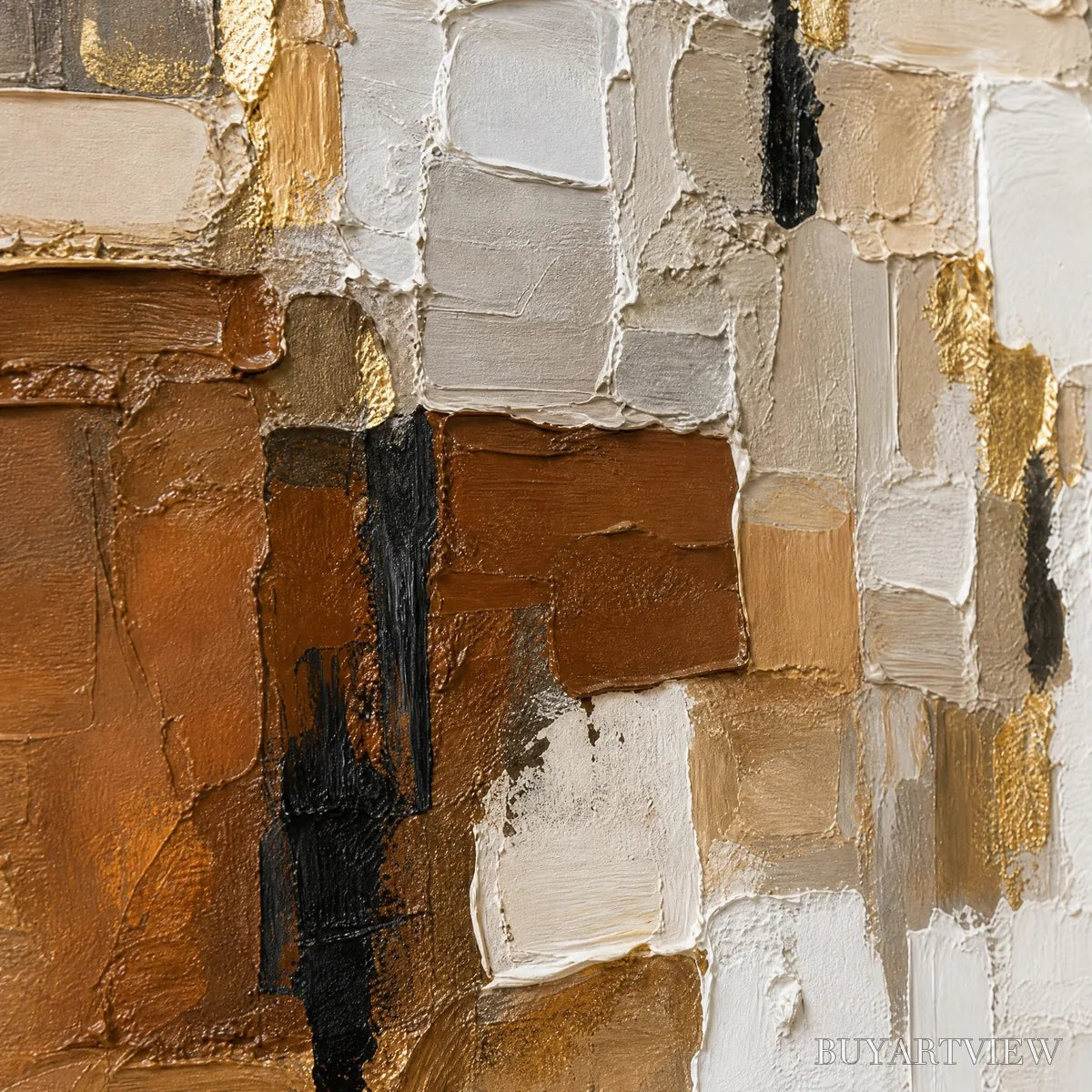 ARTOVITAS Soft Cubes – Neutral Cubist Abstract Oil Painting - image 3