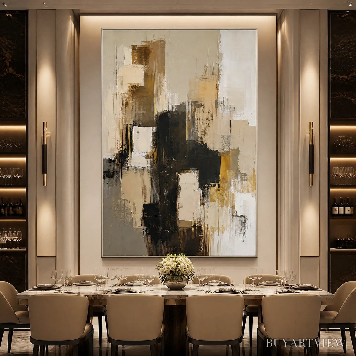 ARTOVITAS Shadow Gold – Neutral Black Gold Abstract - image 2