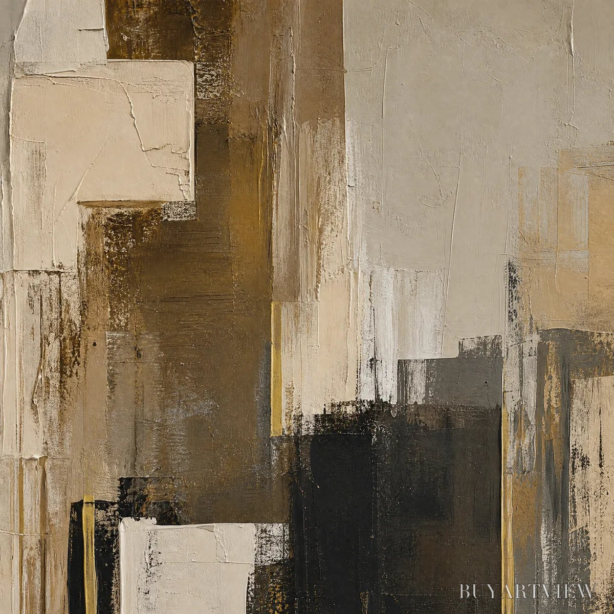 ARTOVITAS Shadow Gold – Neutral Black Gold Abstract - image 3