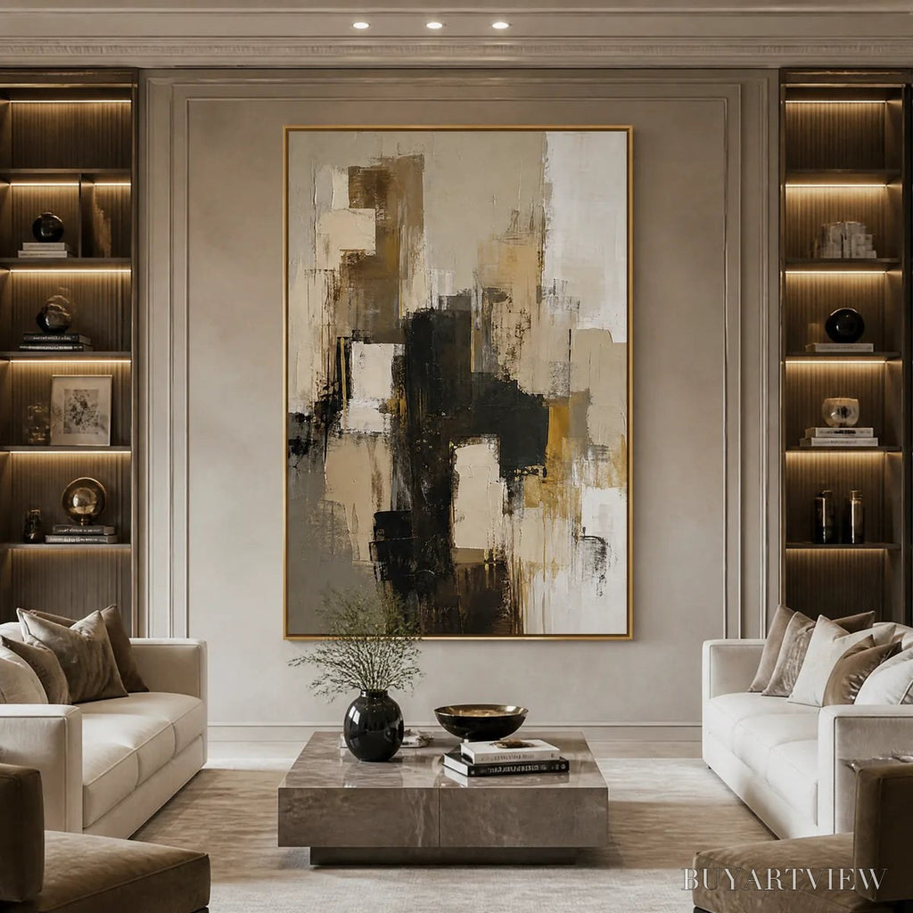 ARTOVITAS Shadow Gold – Neutral Black Gold Abstract - image 5