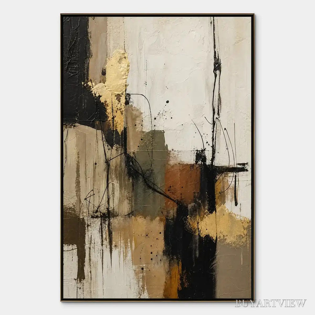 ARTOVITAS Gold Thread – Black Gold Linear Abstract - image 1