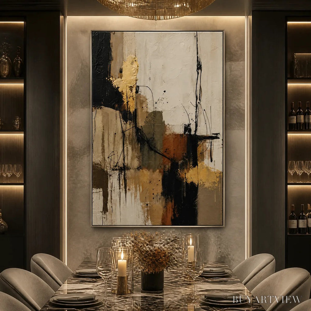ARTOVITAS Gold Thread – Black Gold Linear Abstract - image 2