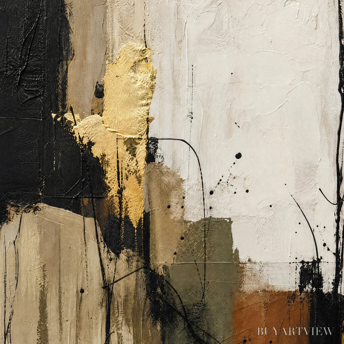 ARTOVITAS Gold Thread – Black Gold Linear Abstract - image 3
