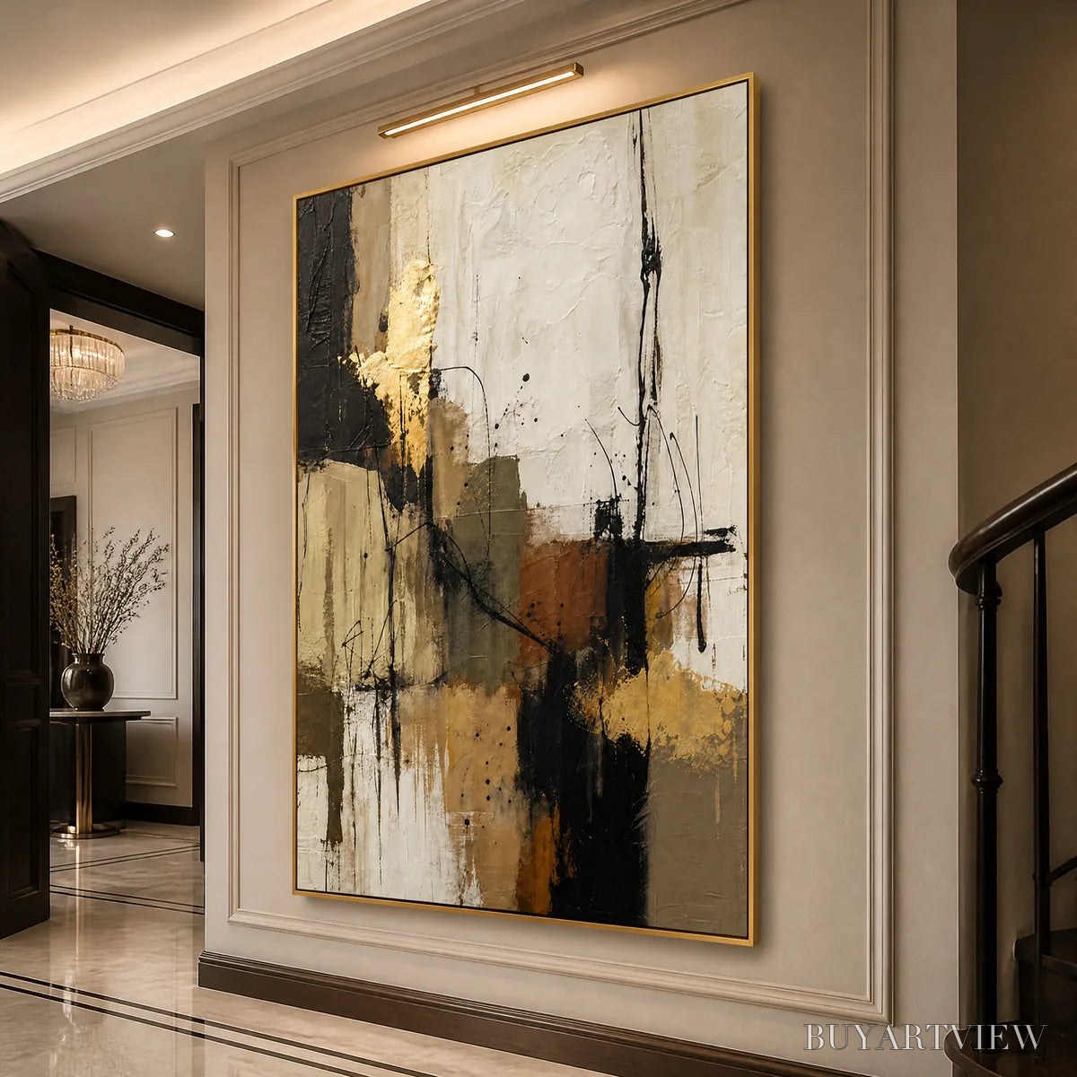 ARTOVITAS Gold Thread – Black Gold Linear Abstract - image 4